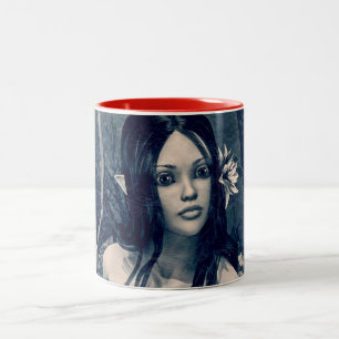 Caneca De Café Em Dois Tons Arte de Fantasia de Sereia Vintage Foto Antiga