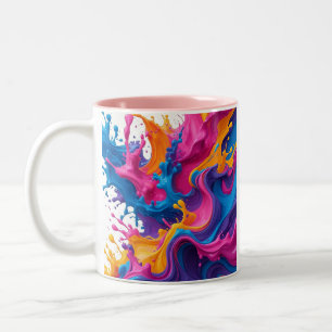 Caneca De Café Em Dois Tons Arte de Fluido Abstrato vibrante - Design de abert