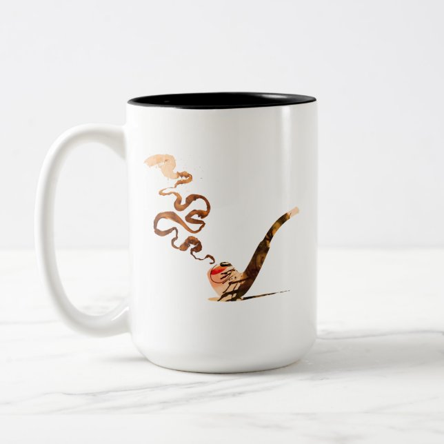 Caneca De Café Em Dois Tons Arte de Fumar Cachimbo 1 (Esquerda)