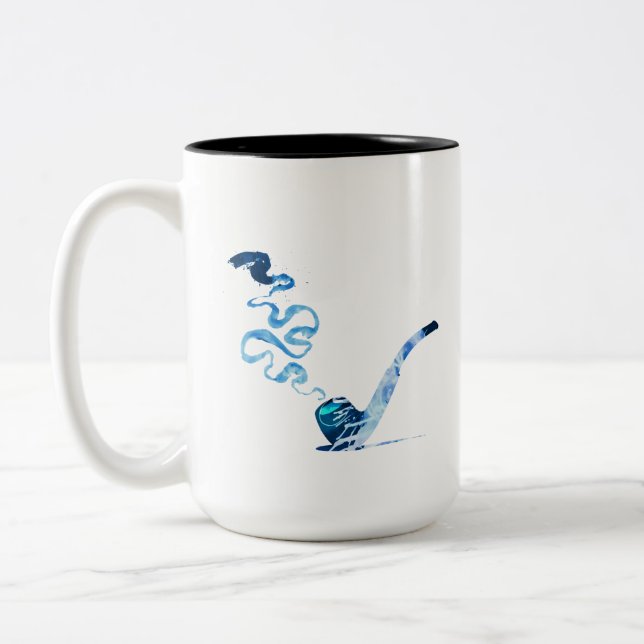 Caneca De Café Em Dois Tons Arte de Fumar Cachimbo 2 (Esquerda)