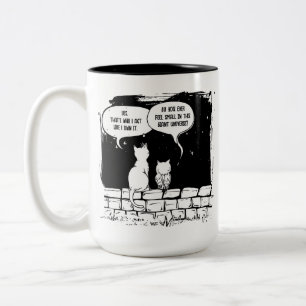 Caneca De Café Em Dois Tons Arte de Gato Divertida Perspectiva de Gato Cósmico