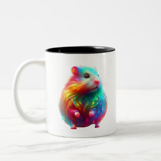 Caneca De Café Em Dois Tons Arte de Hamster Fantasia Arco-íris
