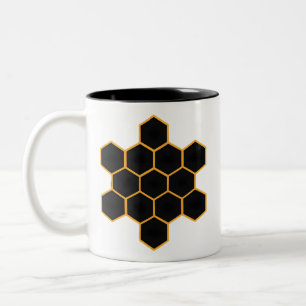 Caneca De Café Em Dois Tons Arte de Honeycomb Minimalista