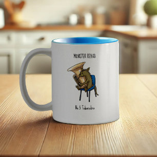 Caneca De Café Em Dois Tons Arte de jogo de palavras Tubacabra Tocador de Tuba