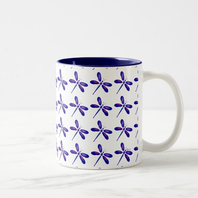 Caneca De Café Em Dois Tons Arte de Libélula (Direita)