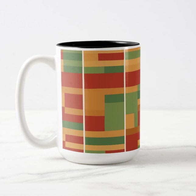 Caneca De Café Em Dois Tons Arte de Linha Abstrato de Reggae Boho (Esquerda)