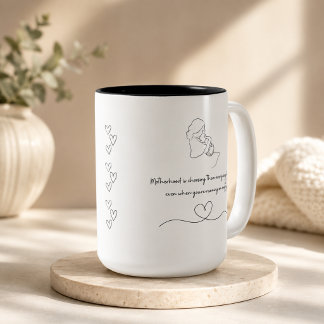 Caneca De Café Em Dois Tons Arte de Linha Citação de Maternidade para Nova Mãe