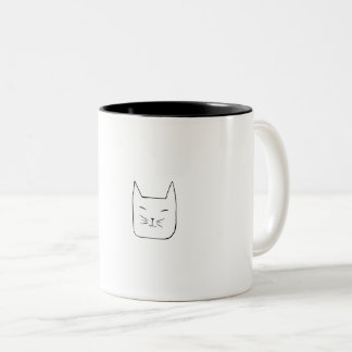 Caneca De Café Em Dois Tons Arte de Linha de Rosto de Cat