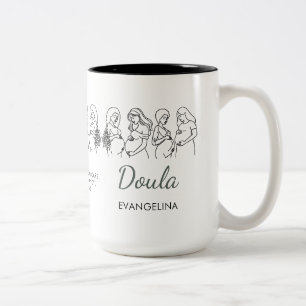 Caneca De Café Em Dois Tons Arte de Linha Personalizada Parteira Doula