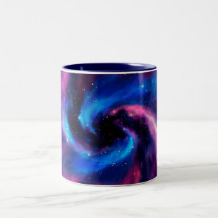 Caneca De Café Em Dois Tons Arte de Nebulosa Cósmica, Cores de Galáxia para Am