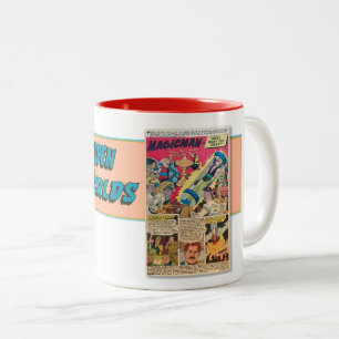 CANECA DE CAFÉ EM DOIS TONS ARTE DE PÁGINA DO VINTAGE 1965