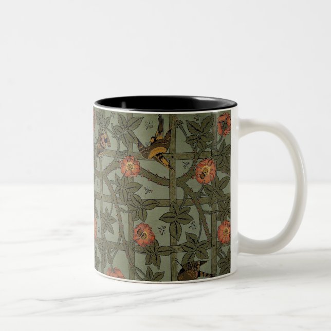 Caneca De Café Em Dois Tons Arte de Papel de Parede Treliça de William Morris (Direita)