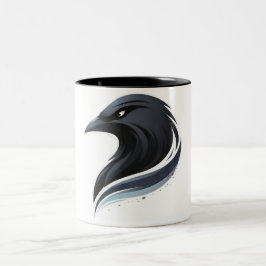 Caneca De Café Em Dois Tons Arte de Pássaro Escuro