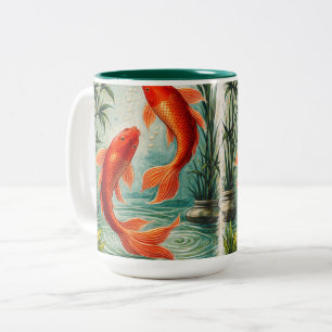 Caneca De Café Em Dois Tons Arte de peixes koi ilustração de peixes koi ja