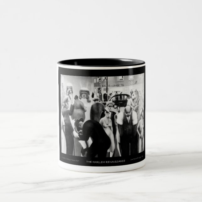 Caneca De Café Em Dois Tons Arte de renascimento de Harlem - "cinturão negro " (Centro)