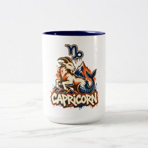 Caneca De Café Em Dois Tons Arte de Rua Grafite Urbano de Capricórnio