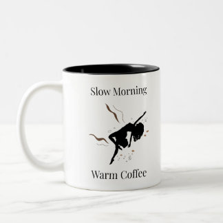 Caneca De Café Em Dois Tons Arte de Silhueta de Café Quente em Manhã Lenta