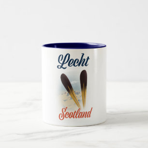 Caneca De Café Em Dois Tons Arte de viagem de pôster de esqui Lecht Escócia