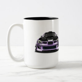 Caneca De Café Em Dois Tons arte desenhada à mão com olho apertado roxo