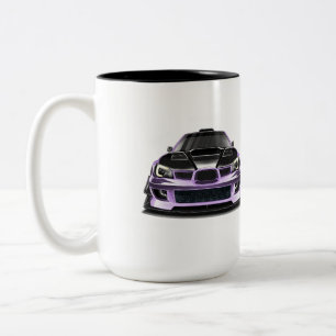 Caneca De Café Em Dois Tons arte desenhada à mão com olho apertado roxo