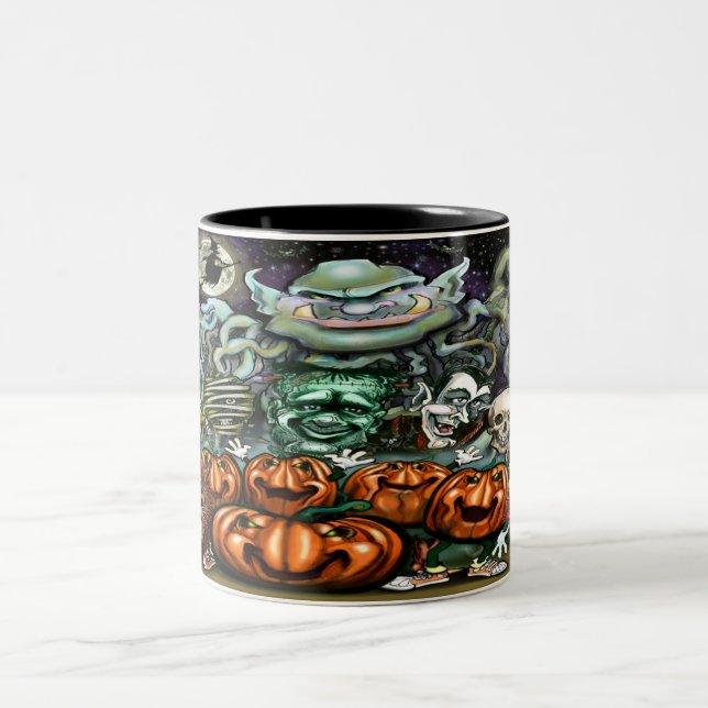 Caneca De Café Em Dois Tons Arte divertida do Halloween (Centro)