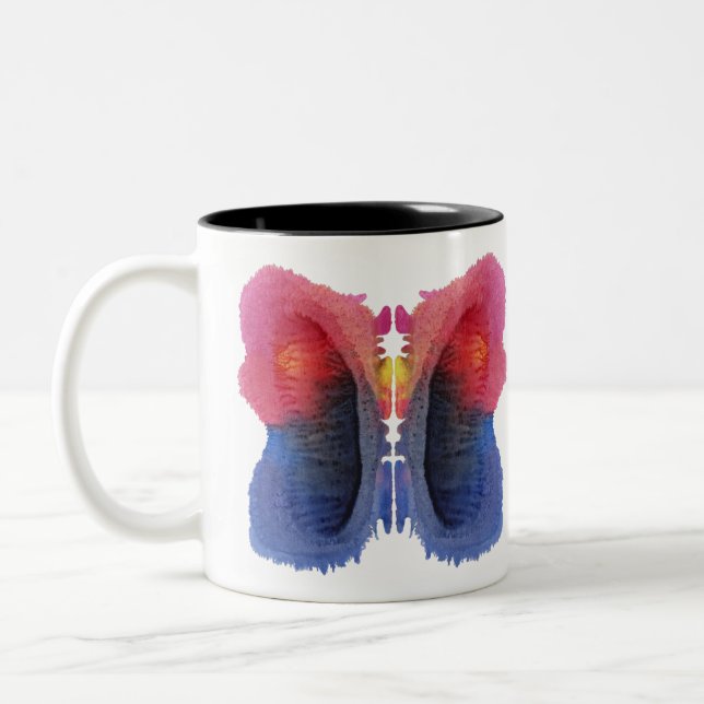 Caneca De Café Em Dois Tons Arte divertida do teste de Inkblot Rorschach (Esquerda)