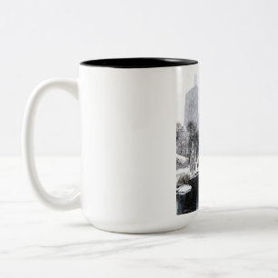 Caneca De Café Em Dois Tons Arte do cenário de inverno da cidade de Nova York