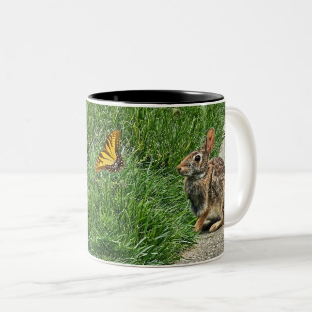 Caneca De Café Em Dois Tons Arte do coelho (Frente Esquerda)
