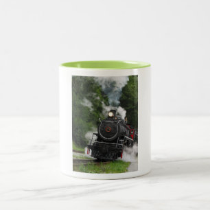 Caneca De Café Em Dois Tons arte dos carris das estações ferroviárias a vap
