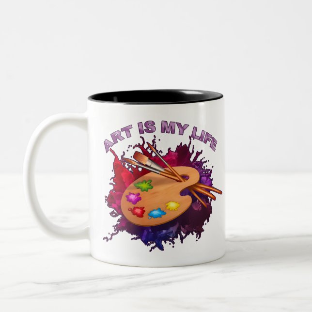 Caneca De Café Em Dois Tons Arte é minha vida (Esquerda)