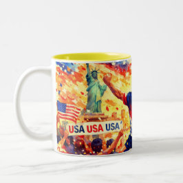 Caneca De Café Em Dois Tons Arte em Aquarela de Celebração de Fã de Futebol do