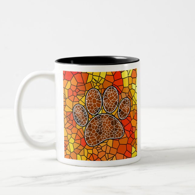 Caneca De Café Em Dois Tons Arte em Mosaico de Pegada de Cachorro (Esquerda)