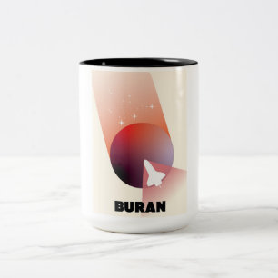 Caneca De Café Em Dois Tons Arte espacial estilo vintage do ônibus espacial.