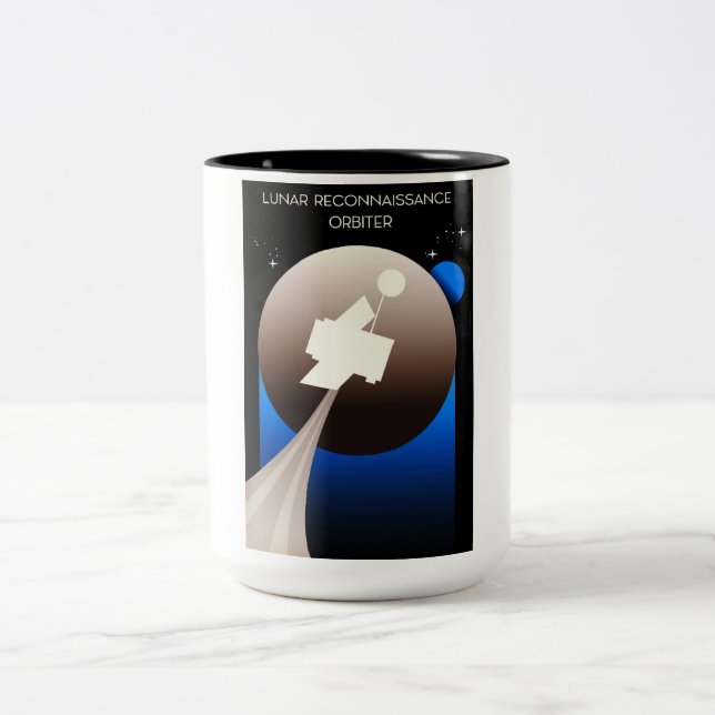 Caneca De Café Em Dois Tons Arte Espacial Orbiter de Reconhecimento Lunar (Centro)