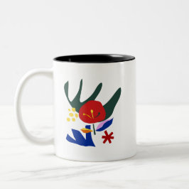 Caneca De Café Em Dois Tons Arte Floral abstrato Colorida