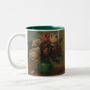 Caneca De Café Em Dois Tons Arte Floral Vintage Rosa Cottagecore Renoir