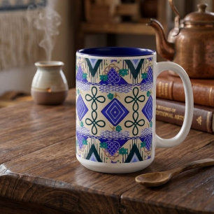 Caneca De Café Em Dois Tons Arte Folclórica Boho