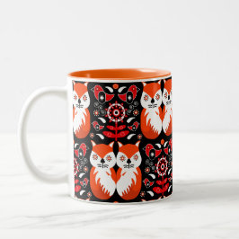 Caneca De Café Em Dois Tons Arte Folclórica da Raposa Escandinava