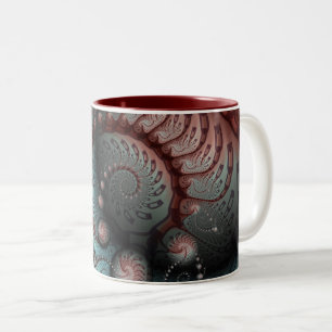 Caneca De Café Em Dois Tons Arte fractal de fantasia vívida abstrata marrom az