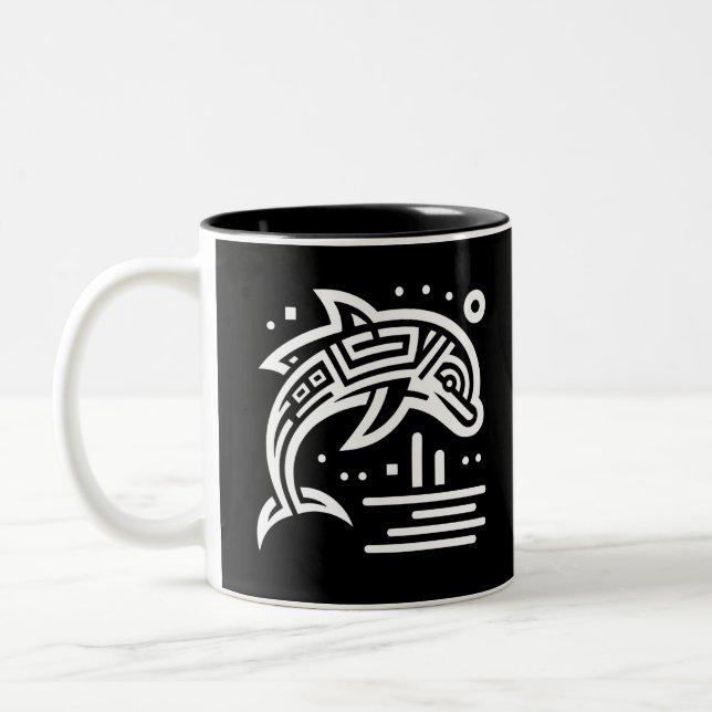 Caneca De Café Em Dois Tons Arte Geométrica Elegante (Esquerda)