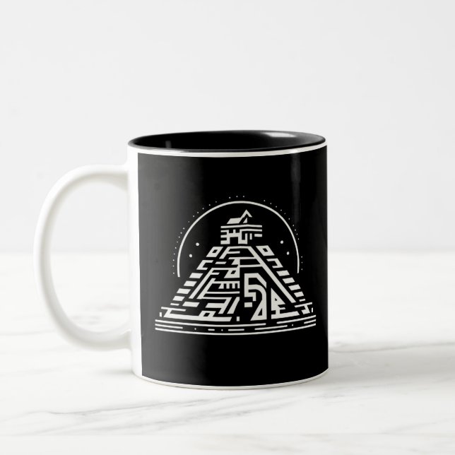 Caneca De Café Em Dois Tons Arte Geométrica Elegante (Esquerda)