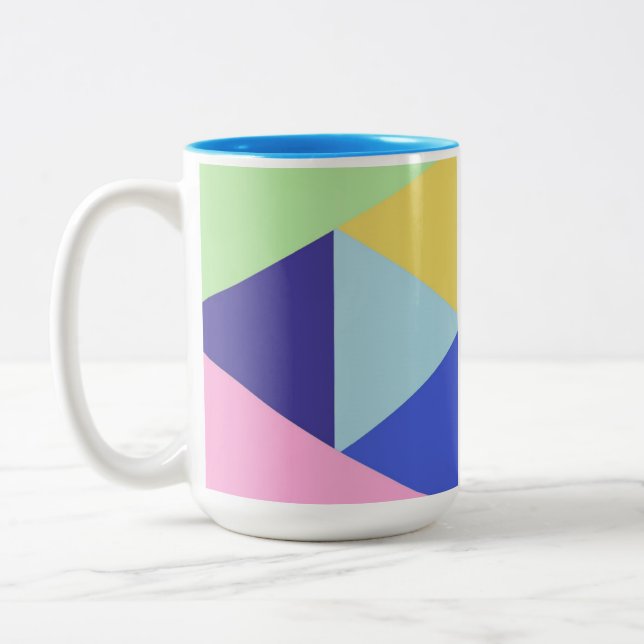 Caneca De Café Em Dois Tons arte geométrica multicoloração (Esquerda)