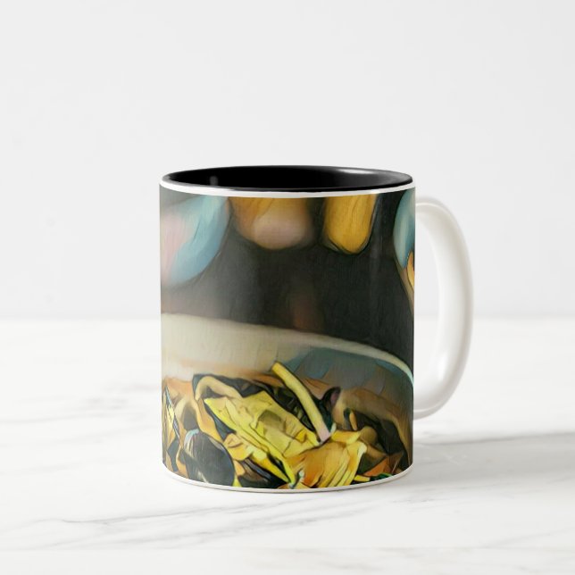 Caneca De Café Em Dois Tons Arte Japonesa Para Amantes De Comida (Frente Esquerda)