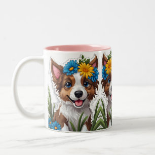 Caneca De Café Em Dois Tons Arte Lápida Cachorro Pequena E Bonita
