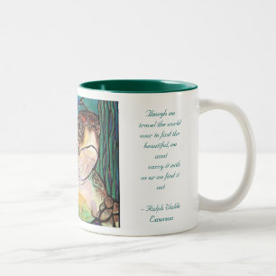 Caneca De Café Em Dois Tons Arte lindo do estilo do vitral da tartaruga de mar