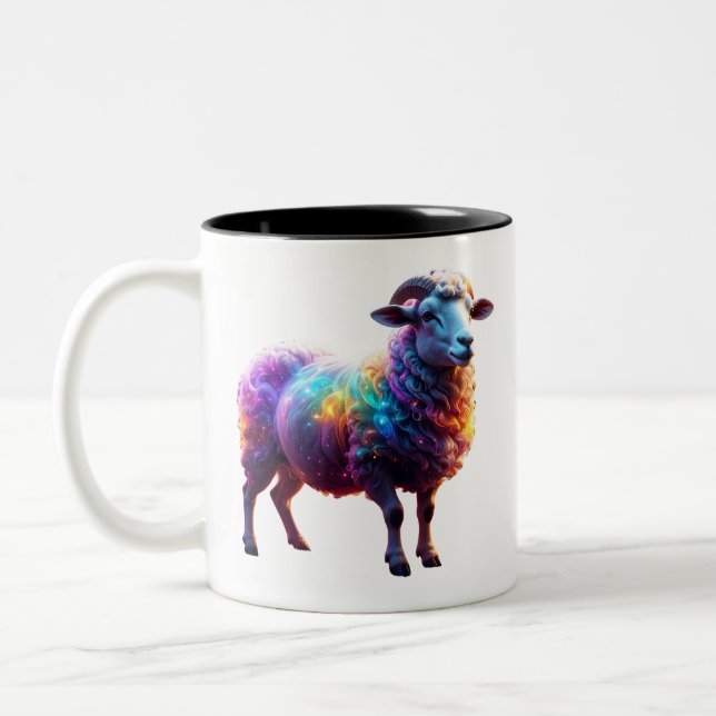 Caneca De Café Em Dois Tons "Arte Magical Rainbow (Esquerda)