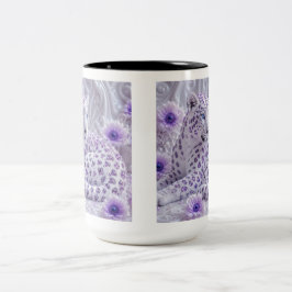 Caneca De Café Em Dois Tons Arte Majestosa de Leopardo com Joias Roxas Reais