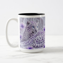 Caneca De Café Em Dois Tons Arte Majestosa de Leopardo Revestido de Joias Roxa
