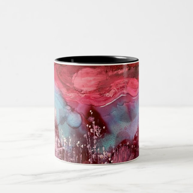 Caneca De Café Em Dois Tons Arte Mug com Pintura do Mundo Vermelho (Centro)