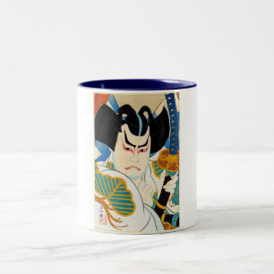 Caneca De Café Em Dois Tons Arte oriental legal do ator de Shunsen Kabuki do